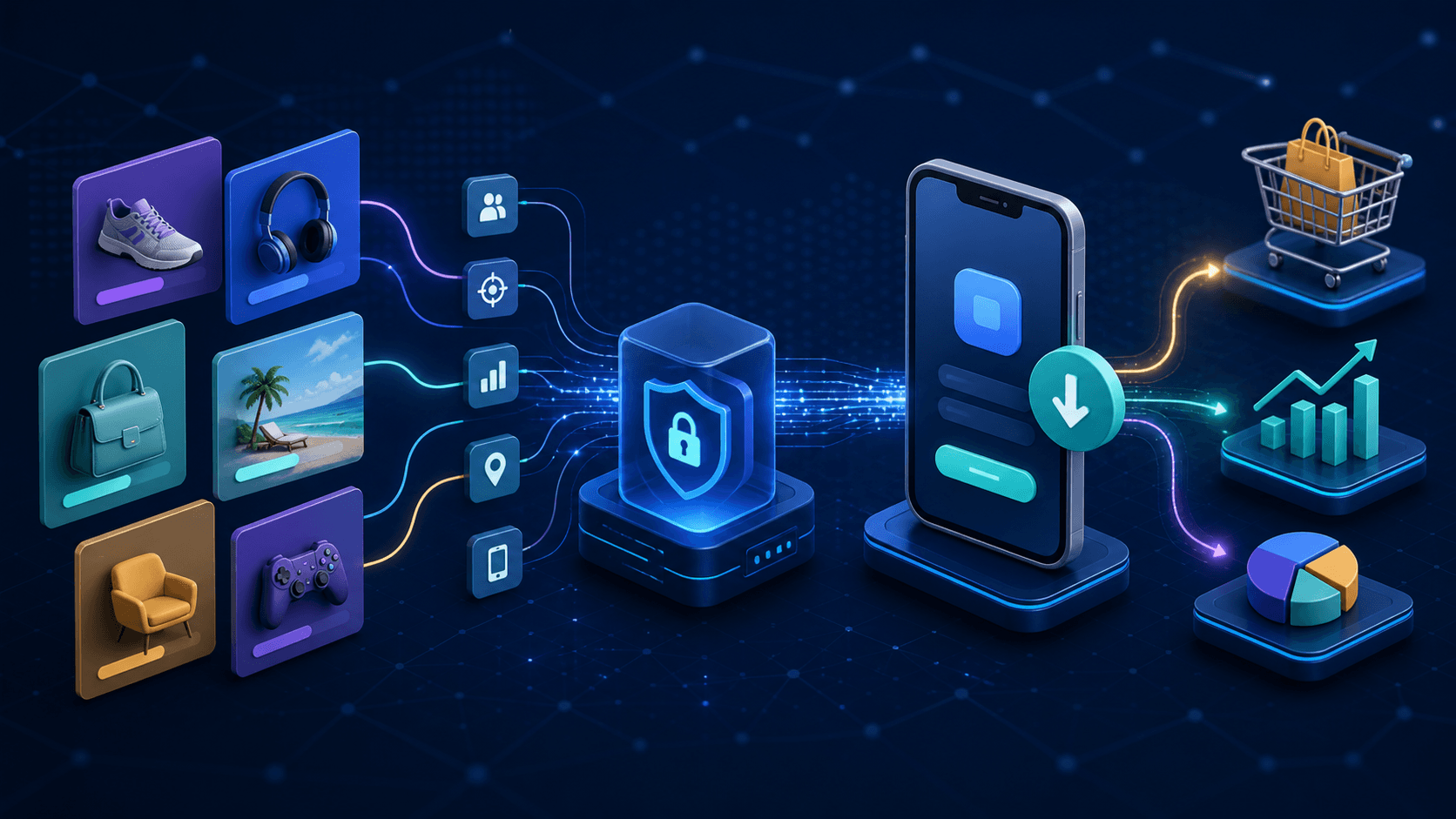 Ad campaign signals connecting securely to a mobile app and measurable outcomes