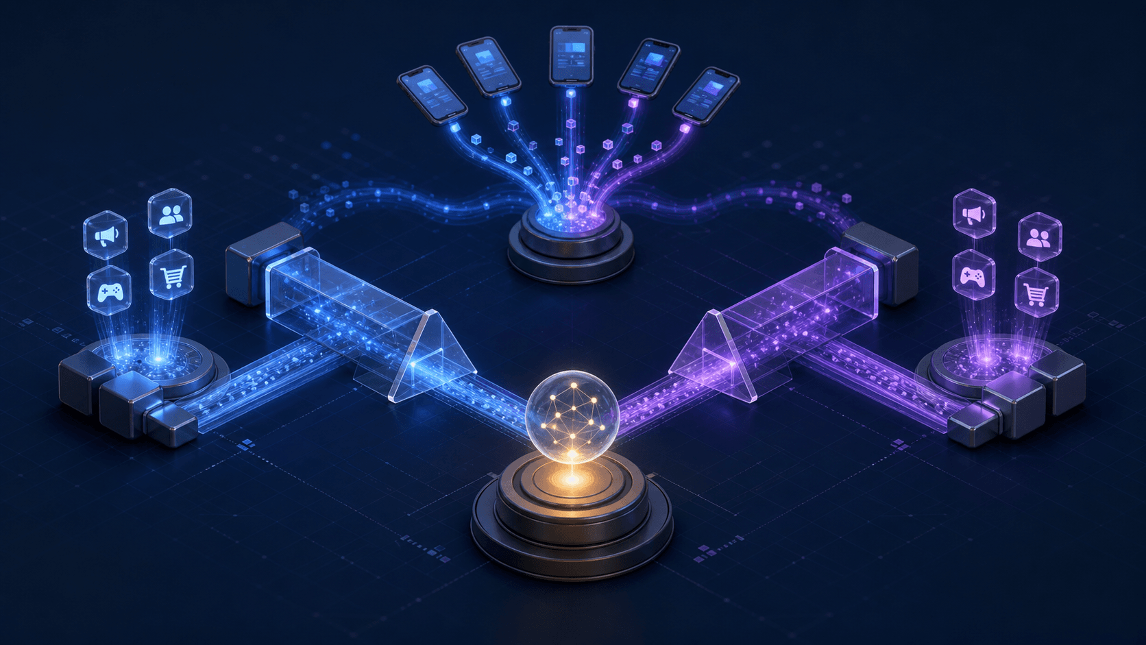 Two balanced mobile attribution paths compared through shared campaign signals