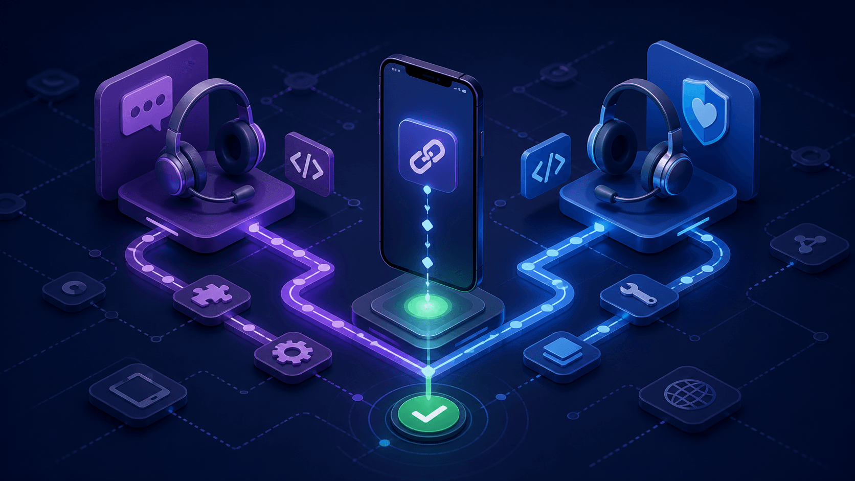 Two technical support paths resolving a mobile deep-link issue