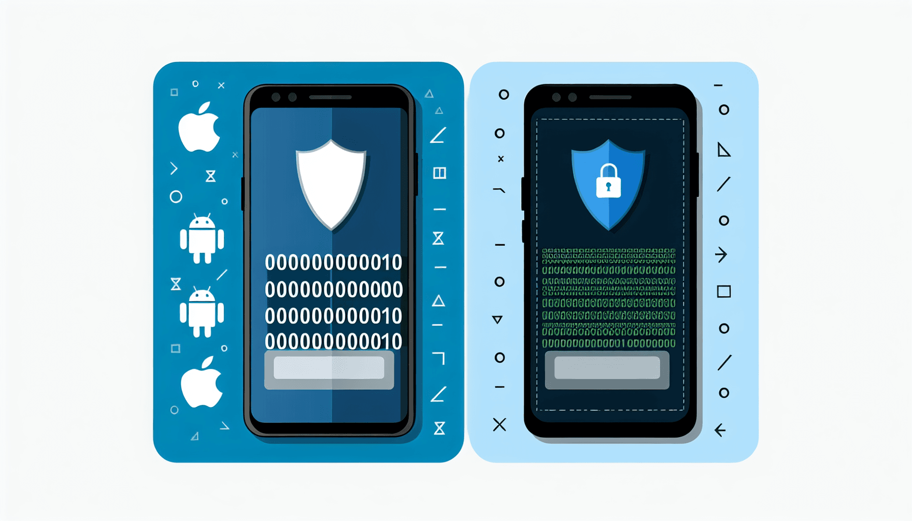 Device ID privacy illustration showing smartphone with shield icon and zeroed identifier across iOS and Android platforms