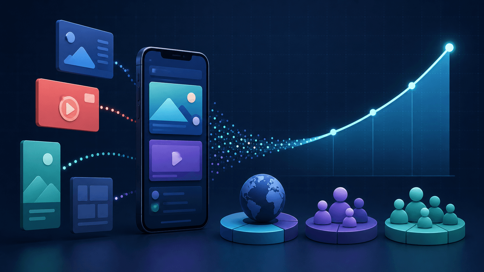 Mobile ad revenue cards organized by format, geography, and audience segment