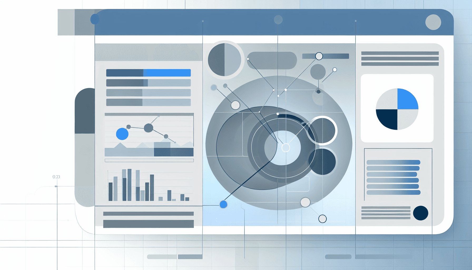 Abstract analytics dashboard visualization showing overlapping data channels and incrementality measurement paths in modern flat design style