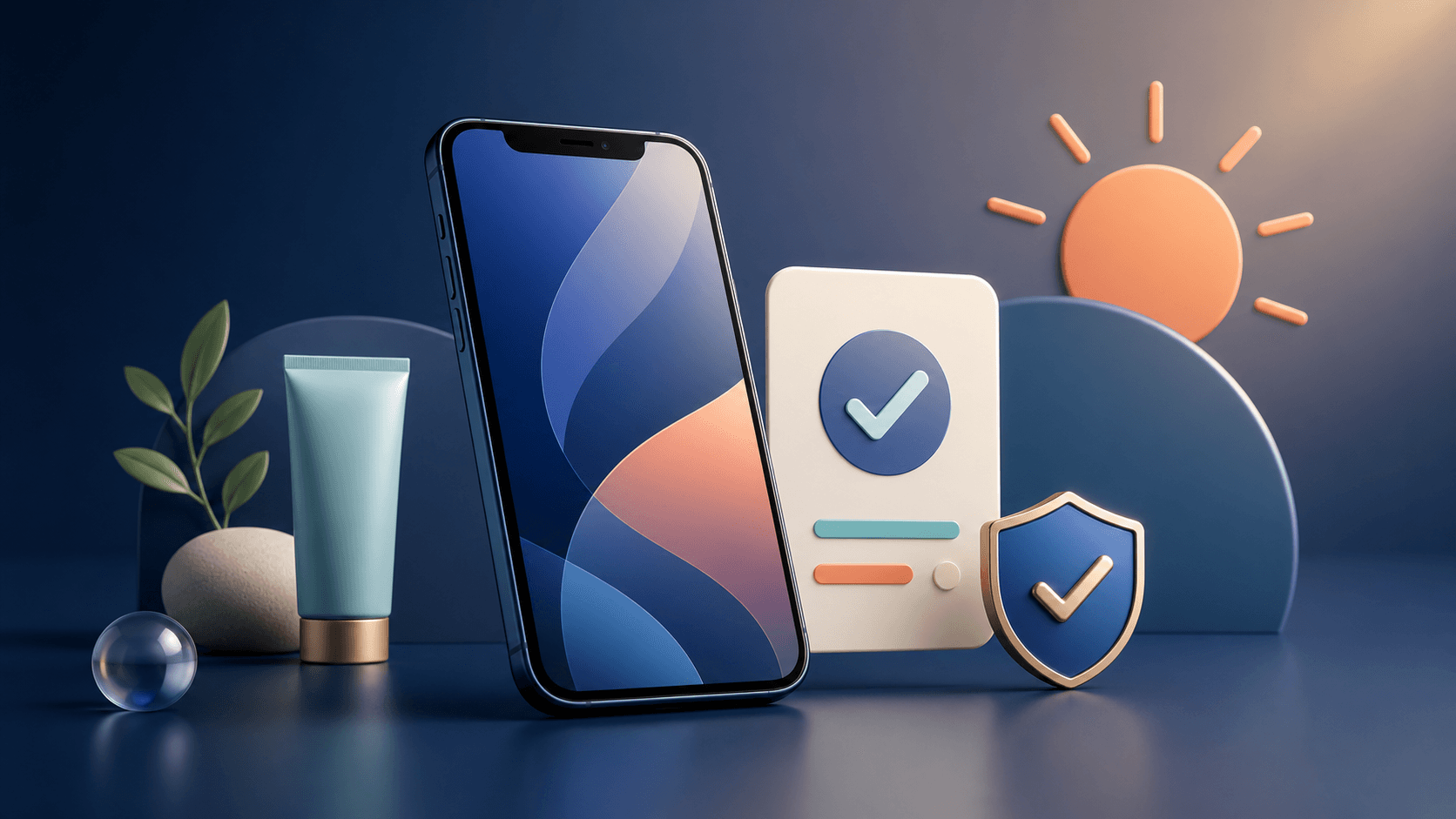 Phone beside a verified partner-benefit card and a skin-check reminder