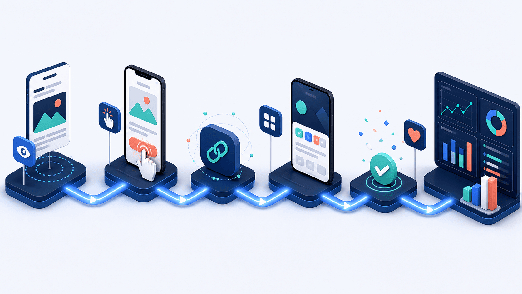 A measurable mobile CTA path from impression through deep link to conversion