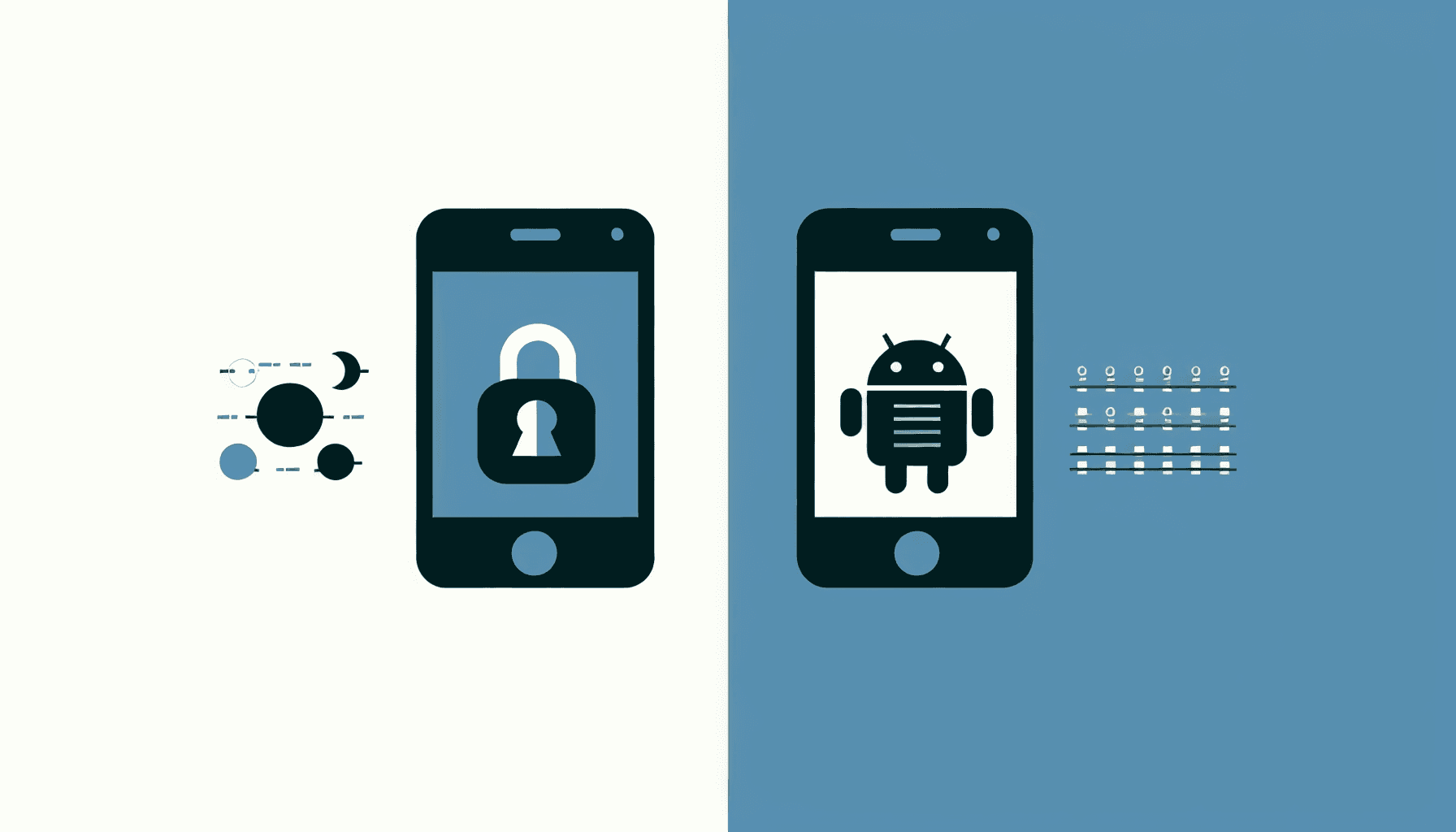 Illustration of iOS and Android device IDs comparison showing IDFA and GAID identifiers with different data access patterns